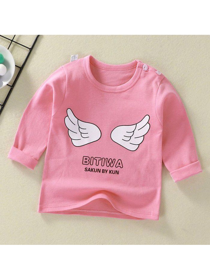 Children's undershirt spring autumn new baby cartoon top boy's single piece baby long sleeve sweater wholesale 