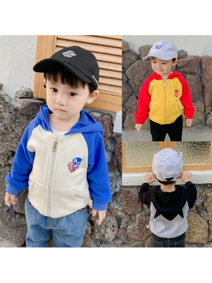 Children's clothing manufacturers direct sales  spring and autumn new top baby foreign style hooded cartoon coat children's clothing fashion 