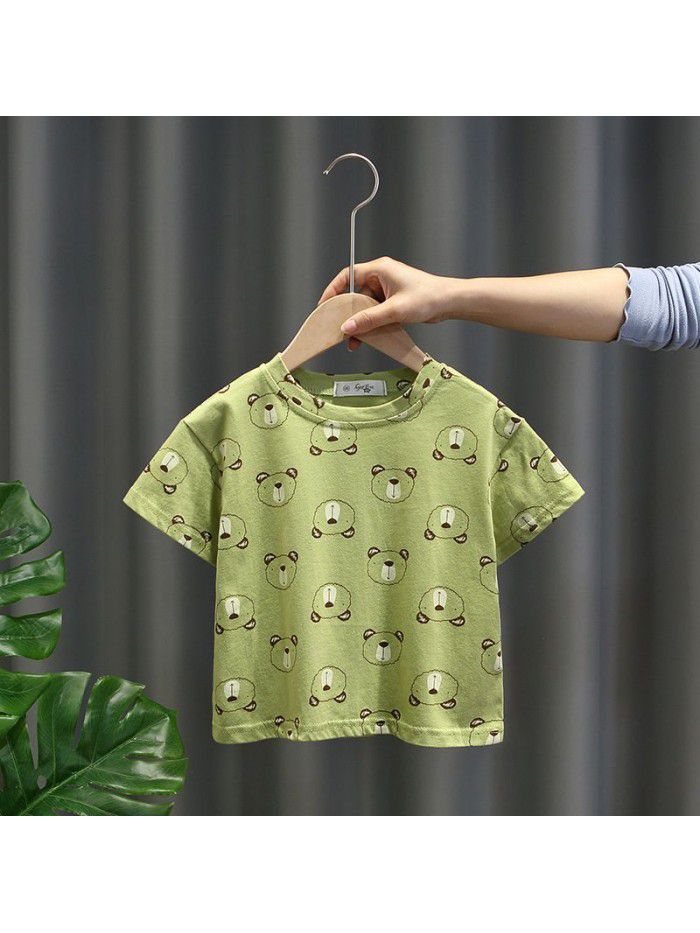 1547 boys' summer short sleeve baby T-shirt  new fashion baby Korean cartoon print half sleeve 