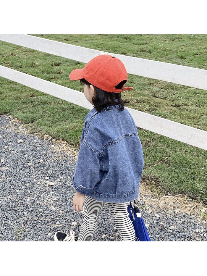 Children's wear factory direct sales children's jeans coat fashion spring dress girl's foreign style children's loose top 