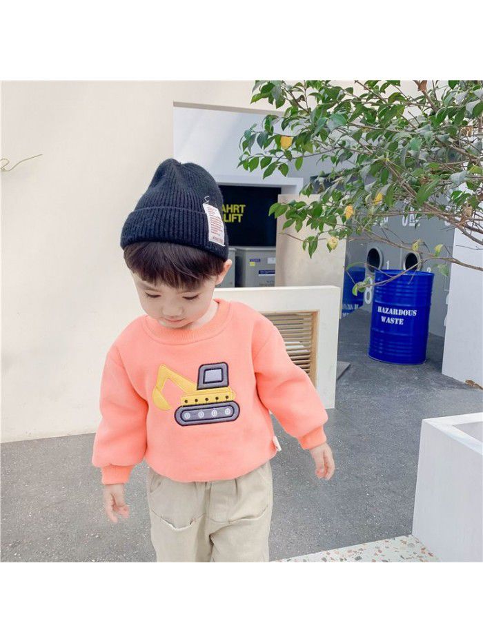 Children's Plush sweater, winter clothes, thickened baby's pullover, cartoon embroidery, baby's lovely boy's warm clothes ib909 