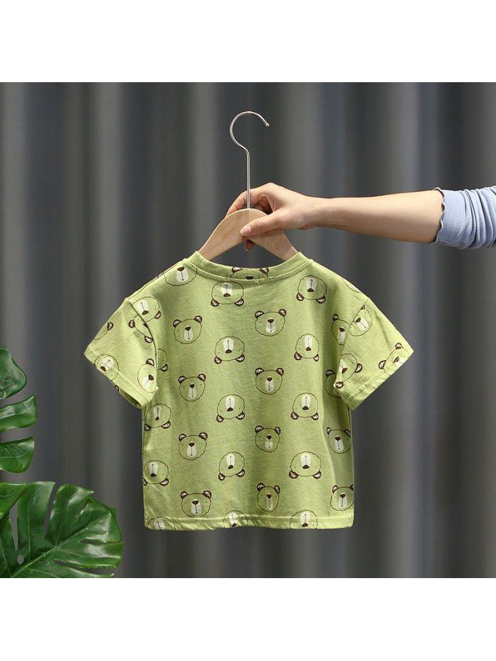 1547 boys' summer short sleeve baby T-shirt  new fashion baby Korean cartoon print half sleeve 