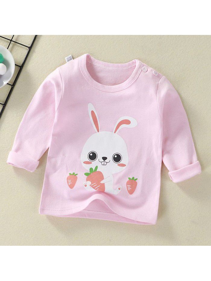 Children's undershirt spring autumn new baby cartoon top boy's single piece baby long sleeve sweater wholesale 