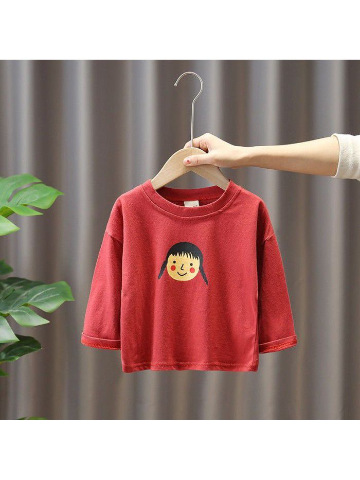 Girls' spring top foreign style children's T-shirt fashion brand  New Spring Dress Girls' long sleeve spring and autumn bottom coat 