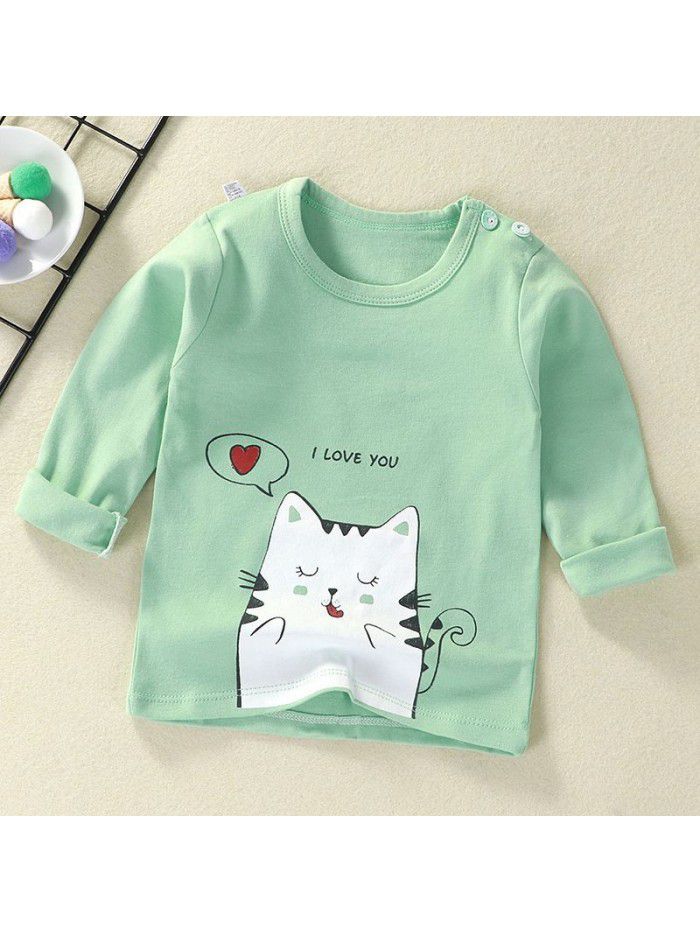 Children's undershirt spring autumn new baby cartoon top boy's single piece baby long sleeve sweater wholesale 