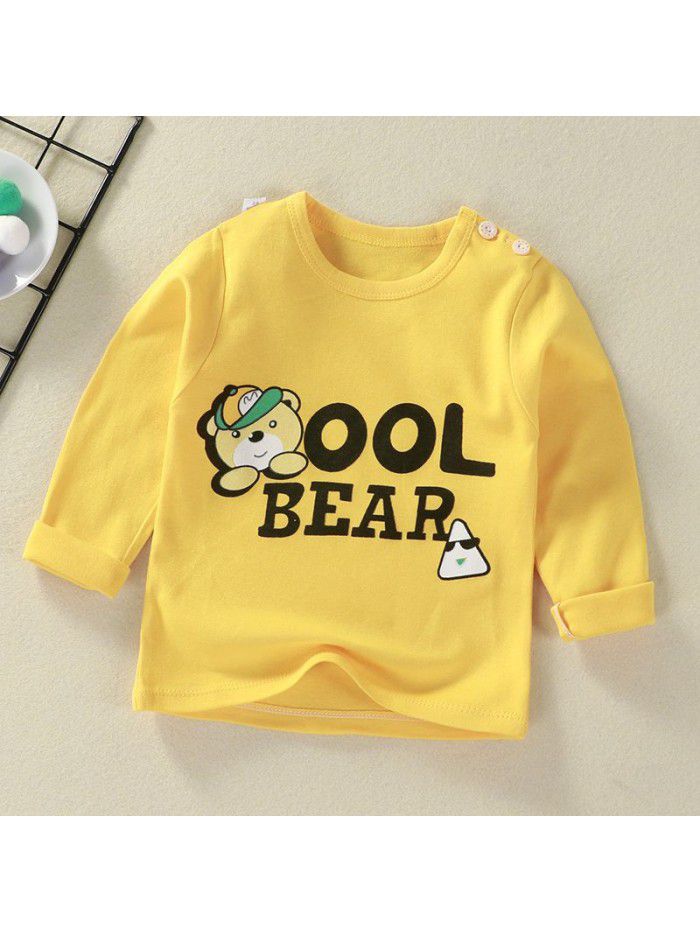 Children's undershirt spring autumn new baby cartoon top boy's single piece baby long sleeve sweater wholesale 