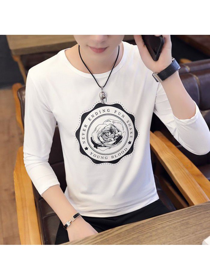 Daily special spring T-shirt Korean casual thin men's wear Pullover long sleeve youth fashion collar men's T-shirt 