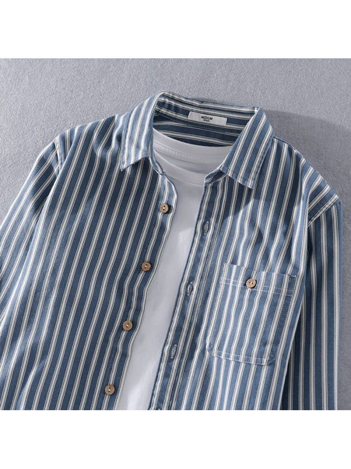 Spring and autumn long sleeve cotton shirt men's casual loose fashion young versatile handsome shirt coat 9351 