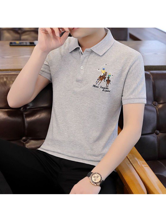 Summer men's short sleeve T-shirt Lapel Polo fashion Korean half sleeve T-shirt fashion men's clothes 