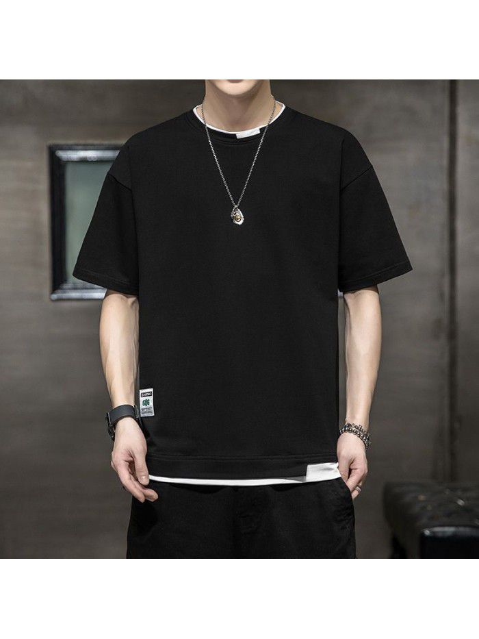 Summer new short sleeve T-shirt  men's cotton t-shirt men's round neck casual half sleeve bottom shirt fashion brand top 