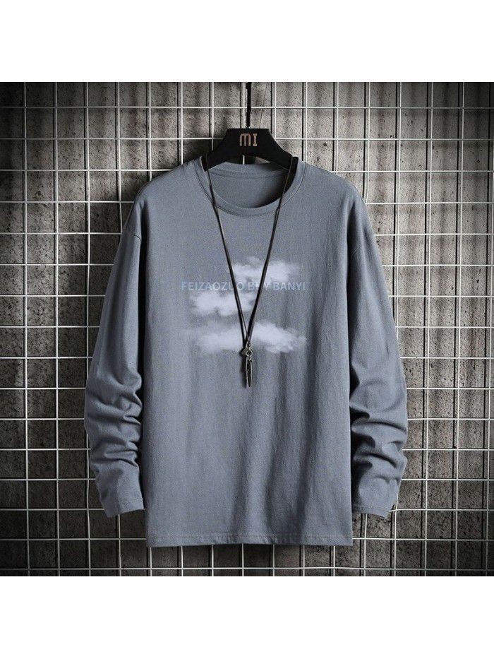 autumn new long sleeve t-shirt men's Korean round neck trend slim casual base coat men's fashion 