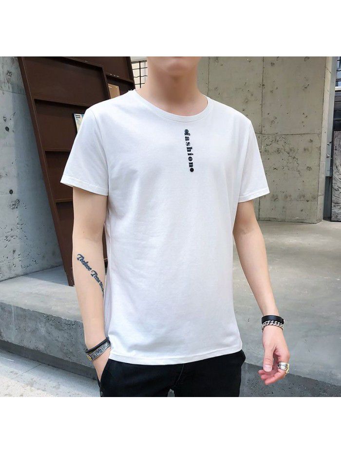 summer new men's short sleeve T-shirt cotton round neck Pullover Korean slim fit men's T-shirt half sleeve shirt 