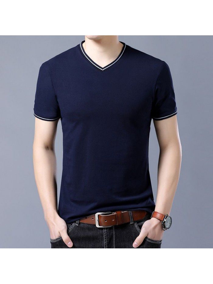 summer men's new men's short sleeve t-shirt men's V-neck T-shirt half sleeve T-shirt youth trend 