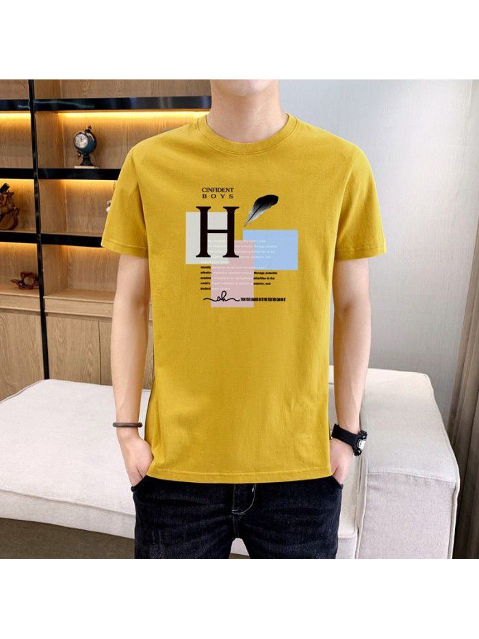 summer new men's short sleeve T-shirt Korean slim thin half sleeve t-shirt men's casual top 