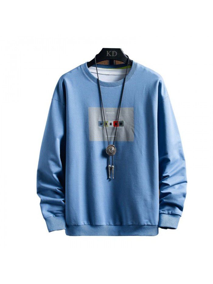 spring new men's T-shirt Korean round neck long sleeve t-shirt men's casual National Fashion Top 