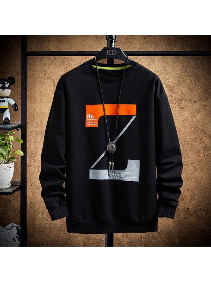 spring new men's T-shirt Korean round neck long sleeve t-shirt men's casual National Fashion Top 