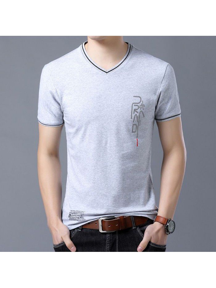 summer men's new men's short sleeve t-shirt men's V-neck T-shirt half sleeve T-shirt youth trend 