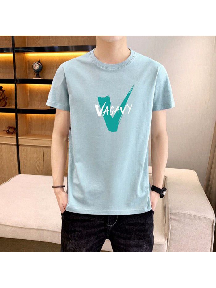 summer new men's short sleeve T-shirt Korean slim thin half sleeve t-shirt men's casual top 