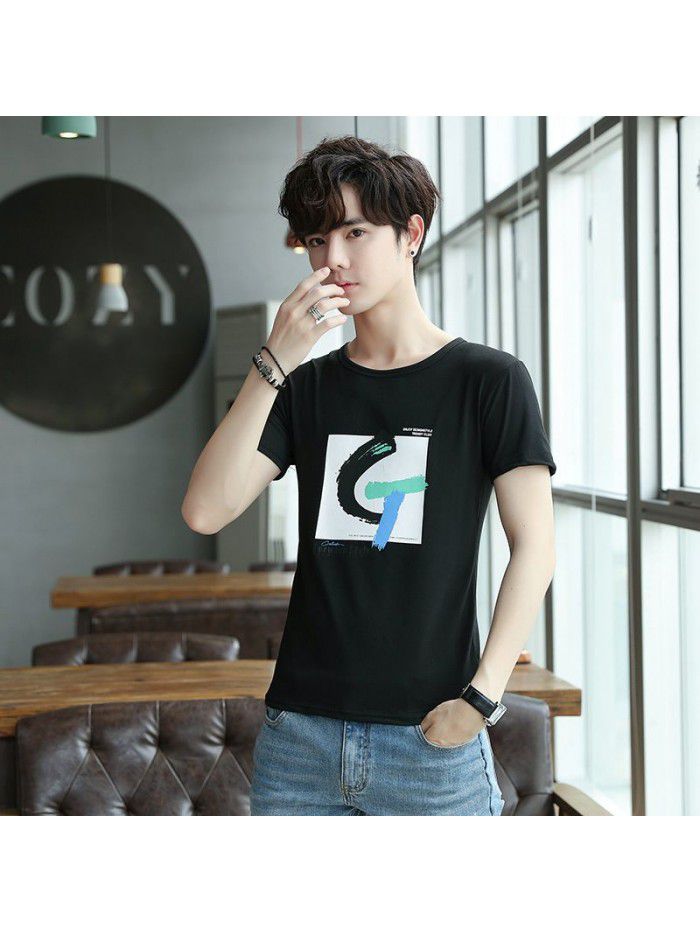 Summer new men's short sleeve T-shirt fashion casual crew neck Pullover half sleeve thin t-shirt men's top 