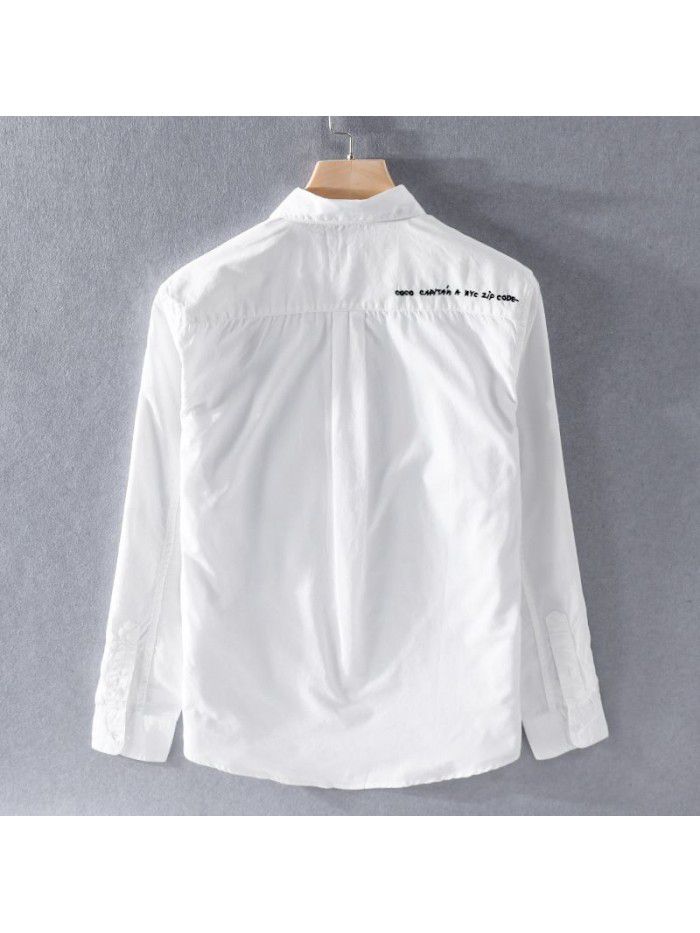 Spring new men's cotton shirt fashion handsome simple white fashion thin young Japanese men's shirt 9733 