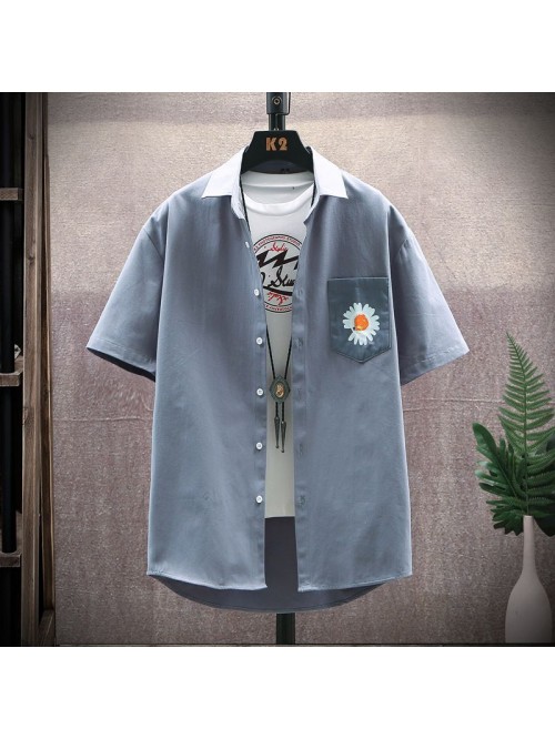 Summer new men's short sleeve shirt small dai...