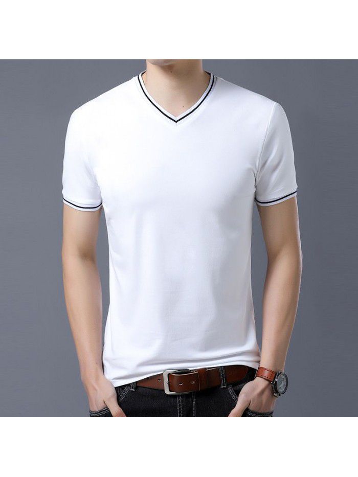 summer men's new men's short sleeve t-shirt men's V-neck T-shirt half sleeve T-shirt youth trend 