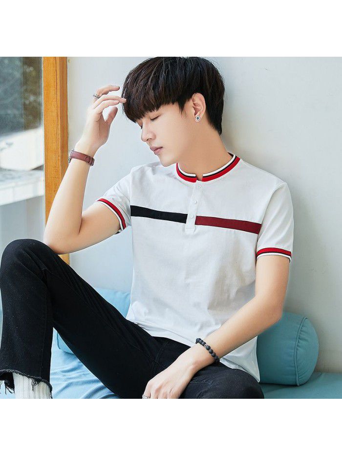 summer new cotton round neck short sleeve T-shirt fashion trend men's half sleeve T-shirt slim men's fashion 