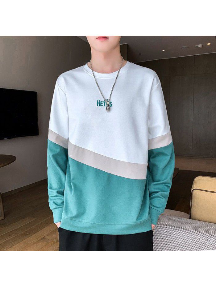 summer men's short sleeve T-shirt trendy men's round neck Pullover striped half sleeve t-shirt men's thin top 