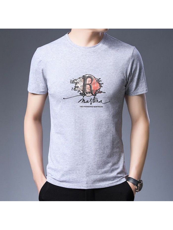 Summer short sleeve t-shirt men's half sleeve top thin Korean T-shirt bottom coat fashion young and middle-aged Dad 