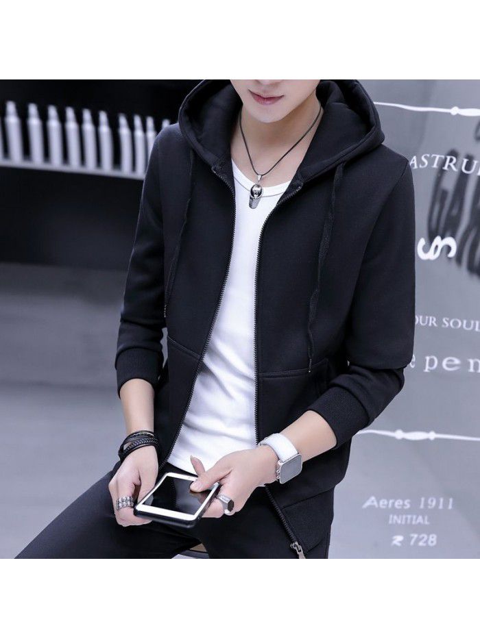 autumn bodyguard men's hooded cardigan Korean hip hop sports jacket Hong Kong style leisure top student 