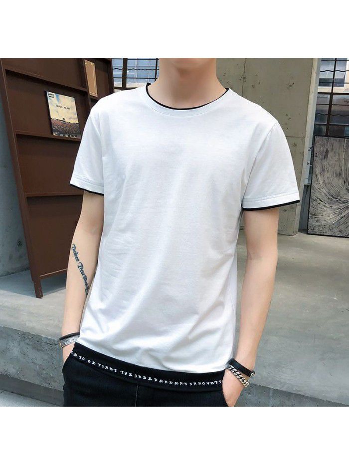 summer new men's short sleeve T-shirt cotton round neck Pullover Korean slim fit men's T-shirt half sleeve shirt 