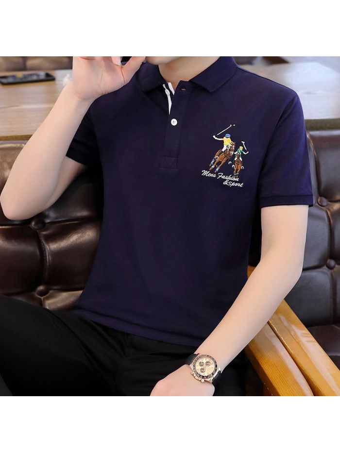 Summer men's short sleeve T-shirt Lapel Polo fashion Korean half sleeve T-shirt fashion men's clothes 