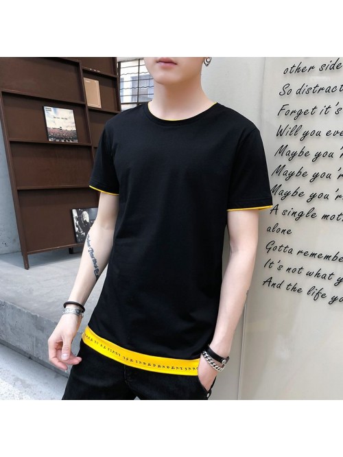 summer new men's short sleeve T-shirt cotton ...