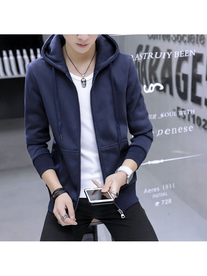 autumn bodyguard men's hooded cardigan Korean hip hop sports jacket Hong Kong style leisure top student 