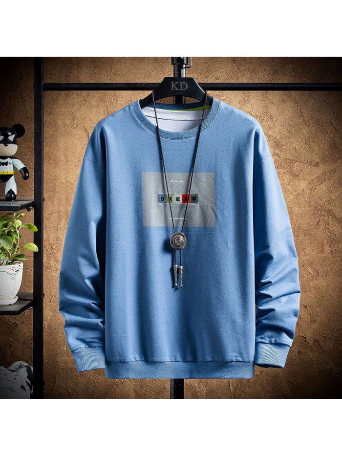 spring new men's T-shirt Korean round neck long sleeve t-shirt men's casual National Fashion Top 