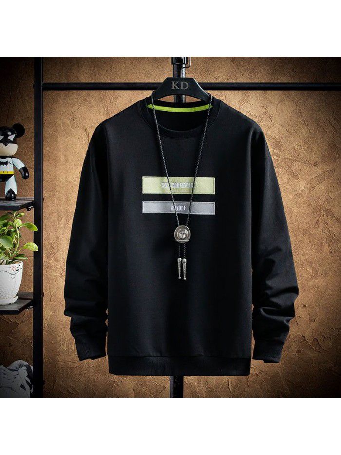 spring new men's T-shirt Korean round neck long sleeve t-shirt men's casual National Fashion Top 