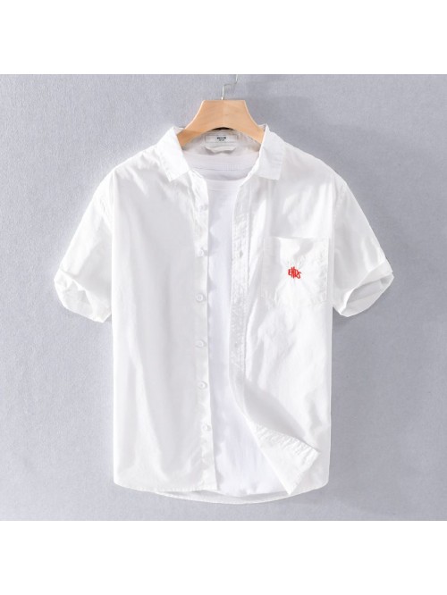 Summer men's casual loose men's shirt si...