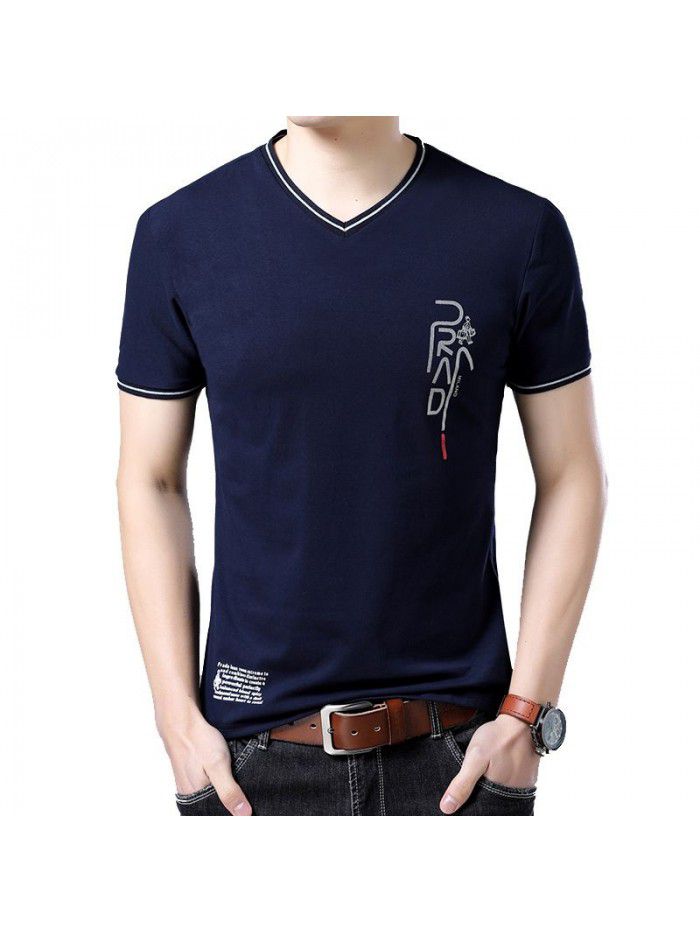 summer men's new men's short sleeve t-shirt men's V-neck T-shirt half sleeve T-shirt youth trend 