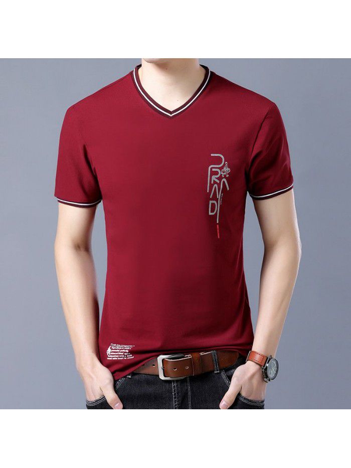 summer men's new men's short sleeve t-shirt men's V-neck T-shirt half sleeve T-shirt youth trend 