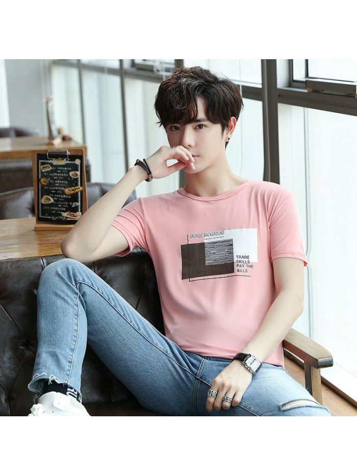 Summer new men's short sleeve T-shirt fashion casual crew neck Pullover half sleeve thin t-shirt men's top 