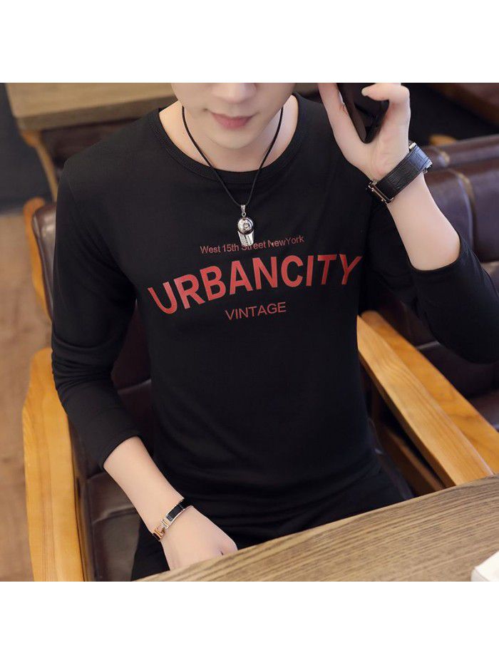 Daily special spring T-shirt Korean casual thin men's wear Pullover long sleeve youth fashion collar men's T-shirt 