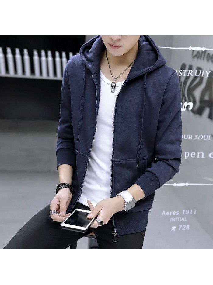 autumn bodyguard men's hooded cardigan Korean hip hop sports jacket Hong Kong style leisure top student 