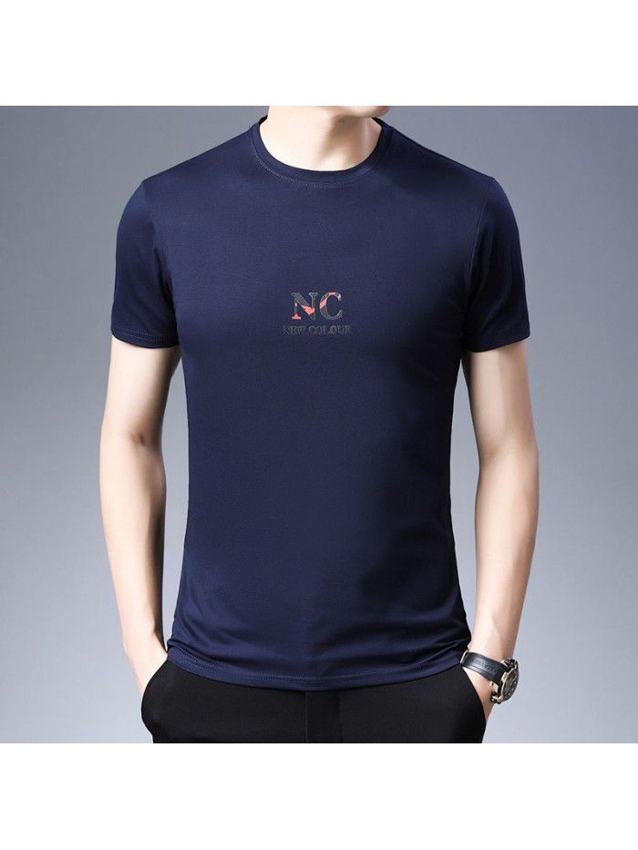 Summer short sleeve t-shirt men's half sleeve top thin Korean T-shirt bottom coat fashion young and middle-aged Dad 