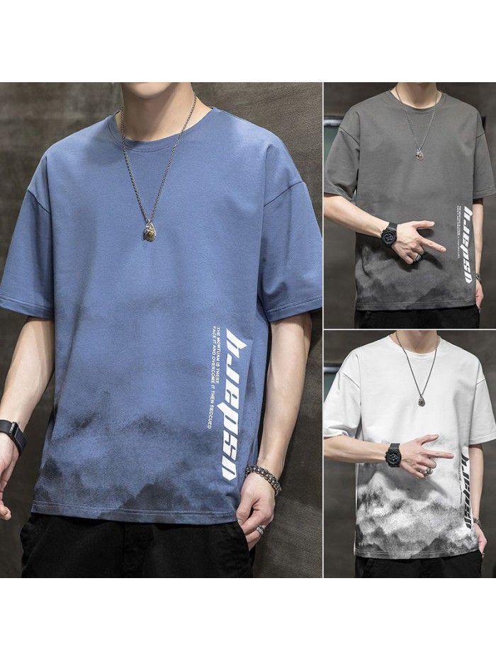 Summer new short sleeve T-shirt  men's cotton t-shirt men's round neck casual half sleeve bottom shirt fashion brand top 