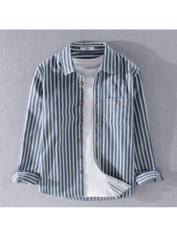 Spring and autumn long sleeve cotton shirt men's casual loose fashion young versatile handsome shirt coat 9351 