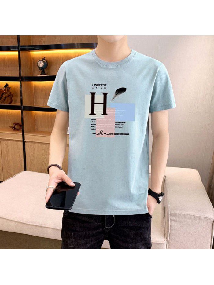 summer new men's short sleeve T-shirt Korean slim thin half sleeve t-shirt men's casual top 