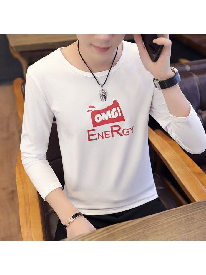 Daily special spring T-shirt Korean casual thin men's wear Pullover long sleeve youth fashion collar men's T-shirt 