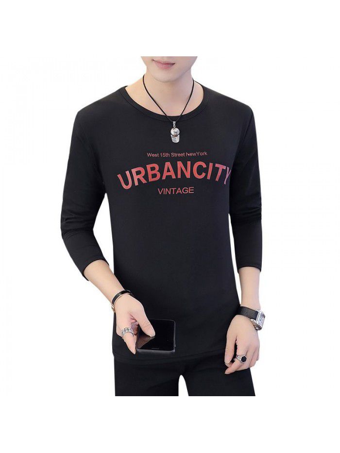 Daily special spring T-shirt Korean casual thin men's wear Pullover long sleeve youth fashion collar men's T-shirt 