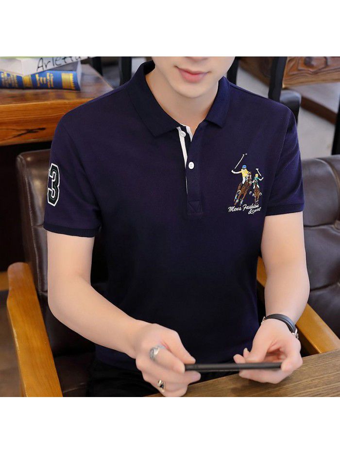 Summer men's short sleeve T-shirt Lapel Polo fashion Korean half sleeve T-shirt fashion men's clothes 