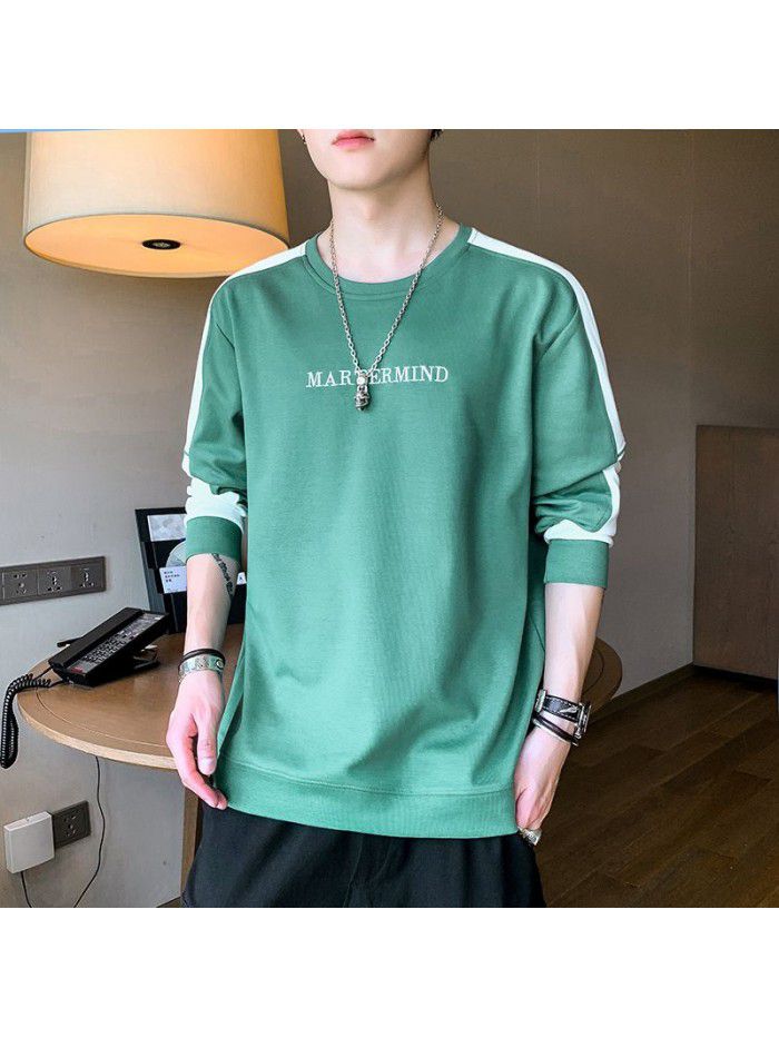 summer men's short sleeve T-shirt trendy men's round neck Pullover striped half sleeve t-shirt men's thin top 